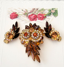 Vintage Jewelry Juliana D &E Figural Owl ? Brooch Pin and Matching Earrings