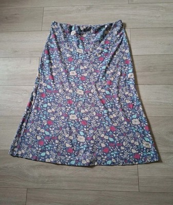 Adini Mid Blue Floral Cotton Midi Flared Skirt Pull On Boho Retro UK16/18
