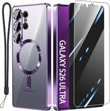 Glossy Luxury Magnetic Case for Samsung Galaxy S26 Ultra with Screen Protector 