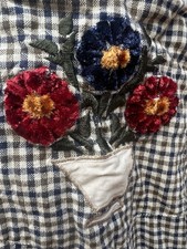 VTG Maggie Max Embroidered Plaid Button Up Cotton Shirt Fall Flowers Sz L