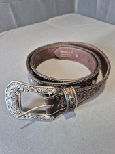 Ariat Ladies Belt Leather Floral Tooled Turquoise Inlay A1513402 X-Large