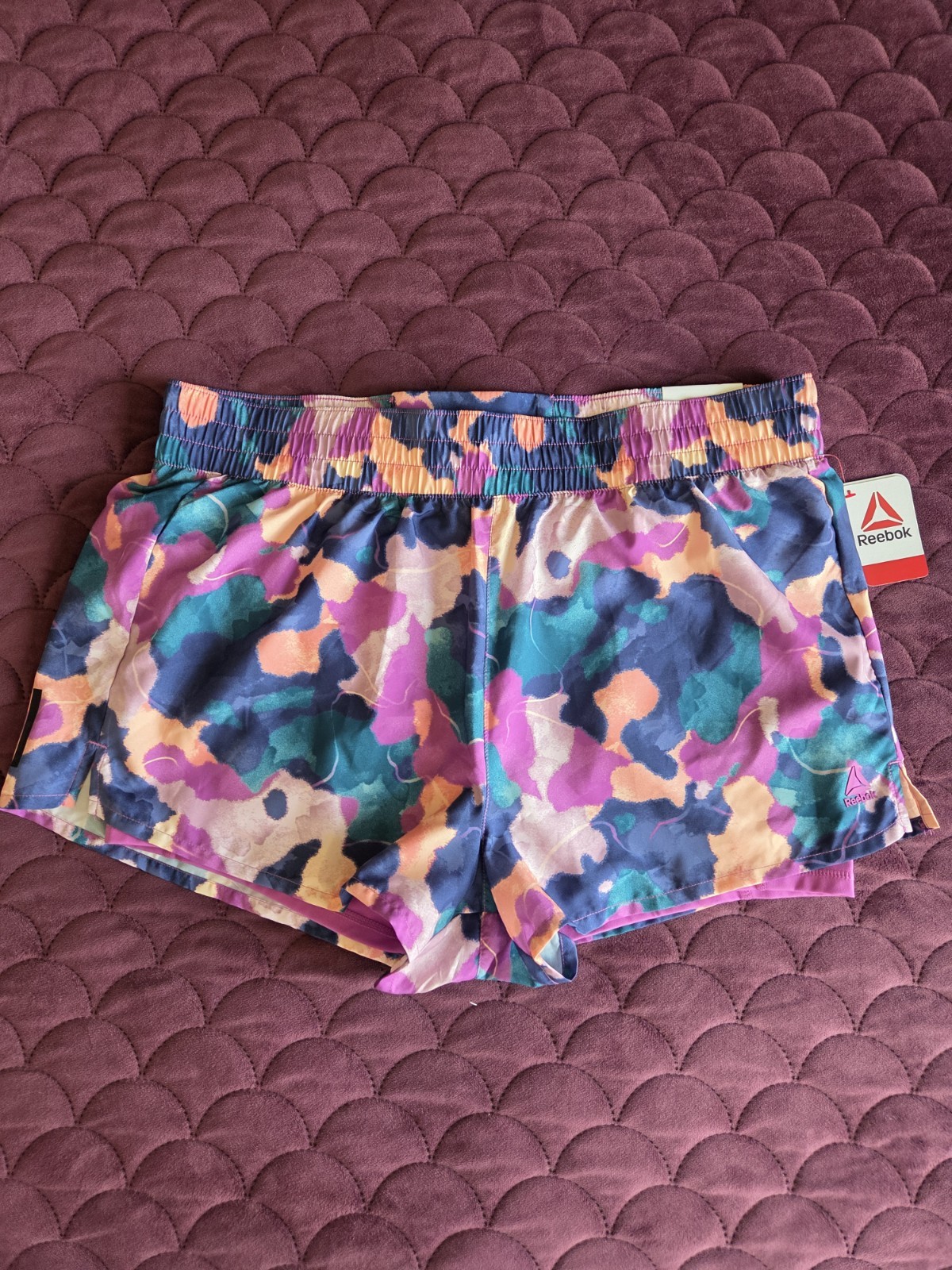NWT Reebok Womens Reflex Running Short Watercolor Multicolored Size XXL