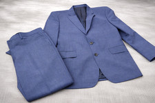 Hackett London Suit Mens 40R Blue 100% Wool Tailored Jacket Trousers W34 L28