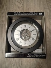 10 Skeleton Movement Wall Clock Black Silver ...