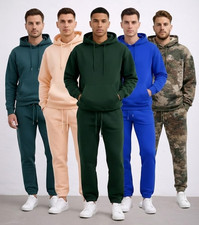 Mens Fleece Tracksuit Plain Tracksuit Loungewear Hoddie Jogger Co-ord Set in UK