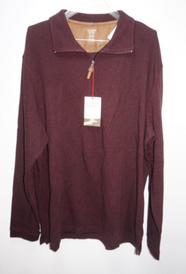 Hudson River Bordeaux Merlot 1/4 Zip Pullover Ribbed Shirt Mens Sz XL