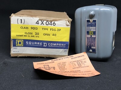 Square D 9031 FSG-2p Pumptrol Pressure Switch On Off 20 Close 40 Open NOS