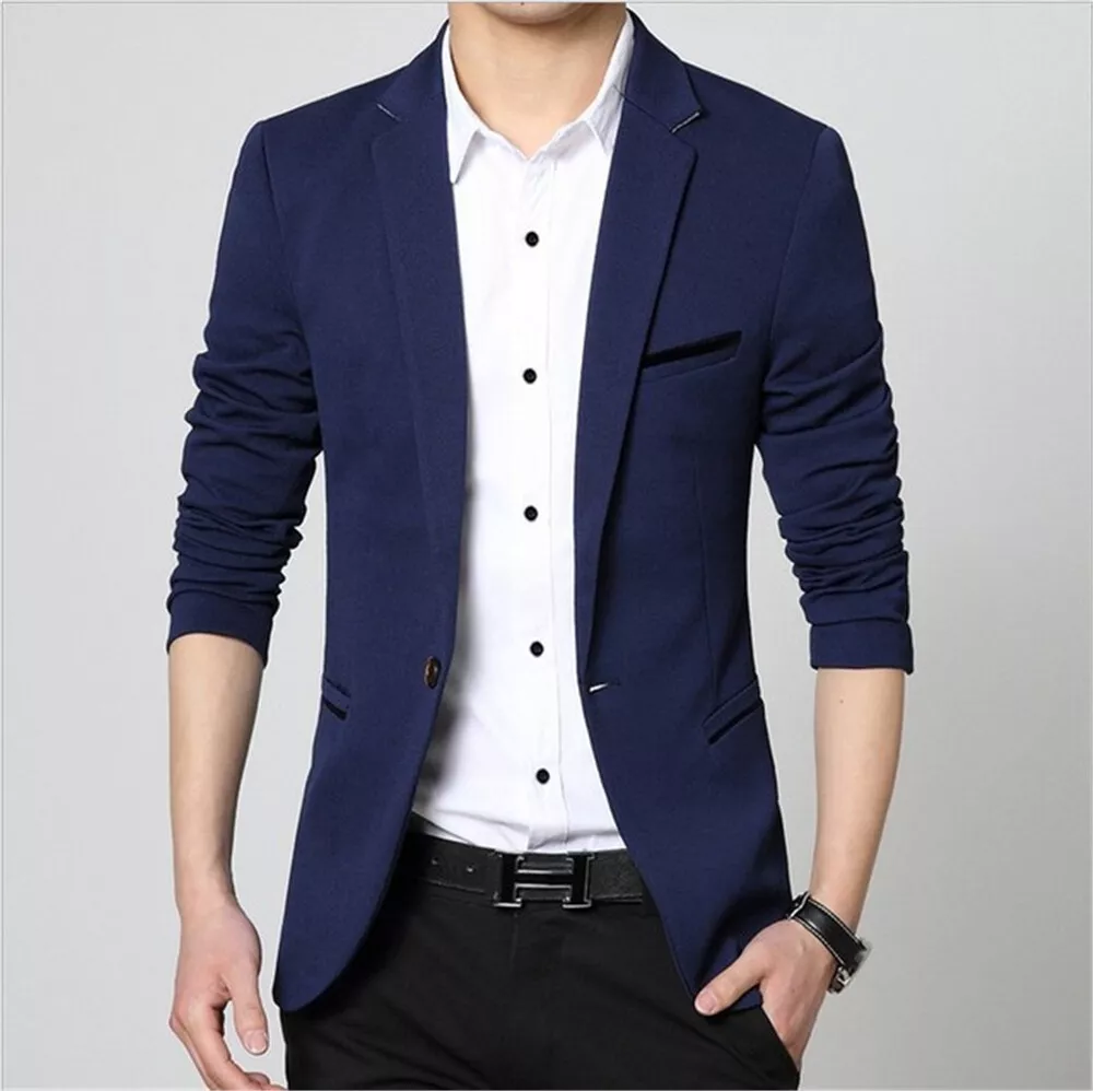 Men Formal Work Blazer Jacket Business Casual One Button Slim Fit Suit Coat  Tops