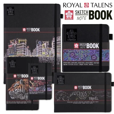 Sakura Sketch / Note Book - 80 pages - 140gsm - Black Paper - Various Sizes