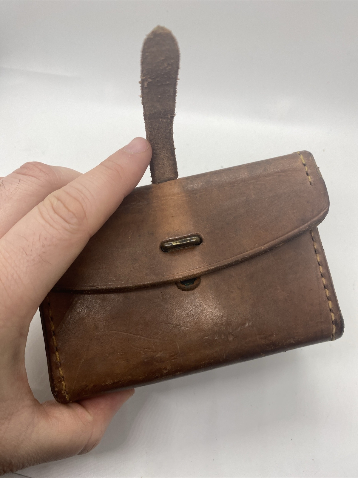 Named WWII WW2 US Boyt Leather Shell Ammo Case Pouch Marked, Boyt 643