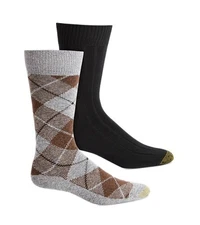 Gold Toe Mens Value 2-Pk. Argyle Socks Lodge Collection Brown, black