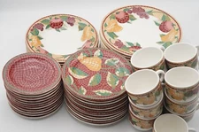 Pier 1 Mosaic Fruit Dinner Plate, Salad Plate, Soup Bowl, Cup & Saucer *PICK*