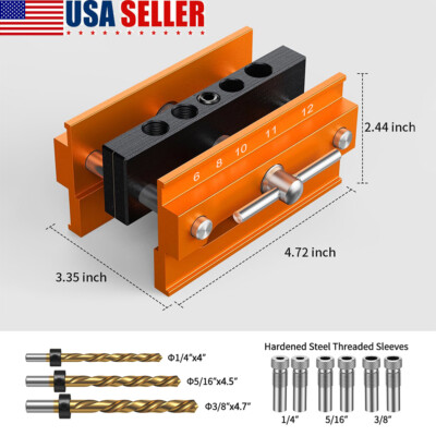 Self Centering Doweling Jig Kit Drill Jig for Straight Holes With 6 Drill Guide