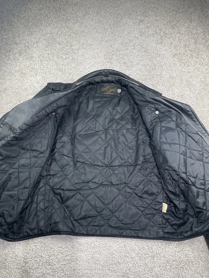 Chaqueta de moto de cuero Montgomery Ward vintage talla 44 años 60 barlovento para hombre Foto 3 de 4