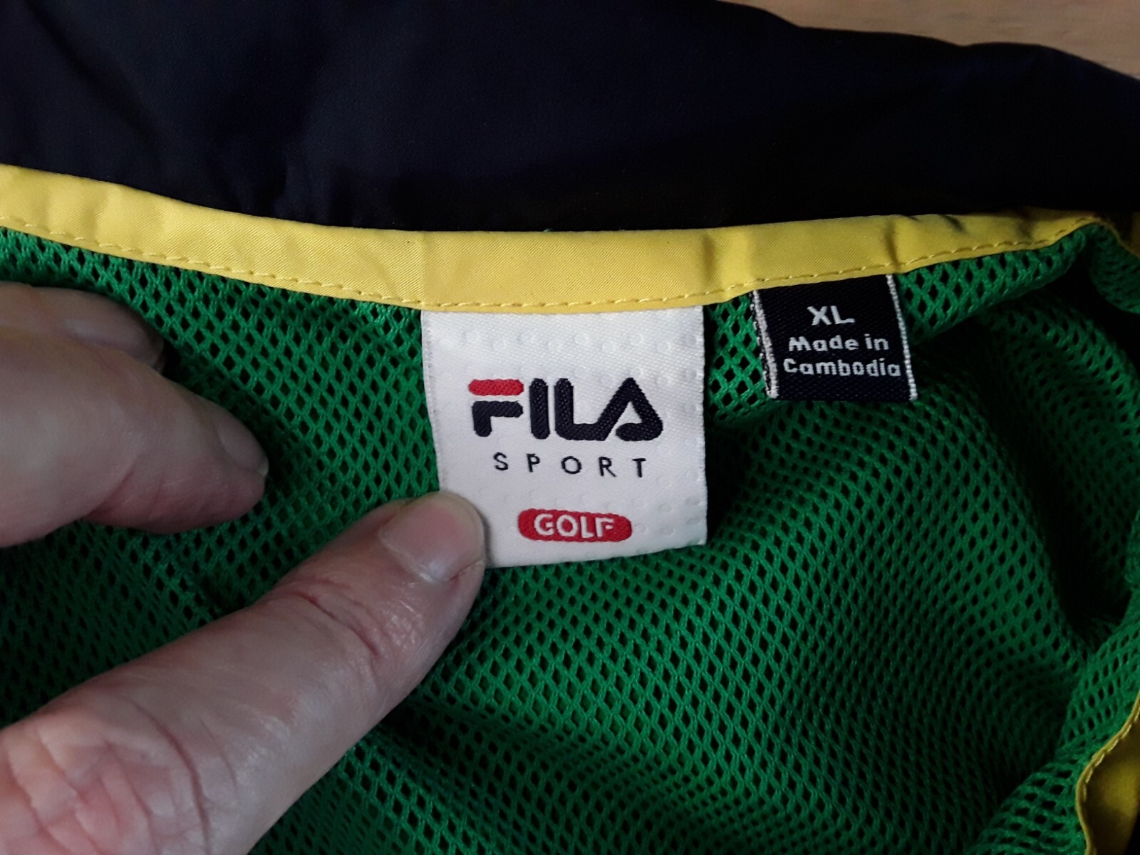 Giacca a vento Fila Sports uomo verde bianco blocco colore regata 1 4 zip golf XL