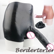 New Black Silicone Pants Bigger Penis Sleeve Enlargement Wearable Hollow for Men