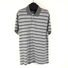 Eddie Bauer Short Sleeve Polo Shirt Men's Large Striped 100 Cotton Casual Golf