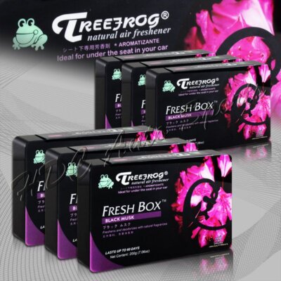 6 X Tree Frog Black Musk Natural Extreme Car Air Freshener Fresh Box Mini