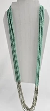 Signed ZAD Multi-Strand Turquoise & Metal Seed Bead Long Necklace