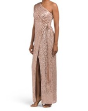 AIDAN AIDAN MATTOX One Shoulder Sequin Gown size 6 