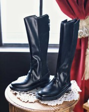 1/3SD Uncle BJD Doll PU Leather Suede Match Shoes Long Boots Black Square Toe