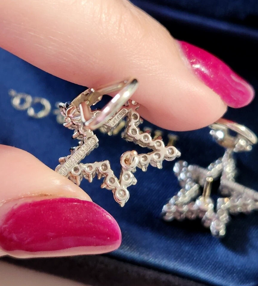 Tiffany & Co. Pendientes estrella diamantes vintage platino 1984 con caja Foto 2 de 4