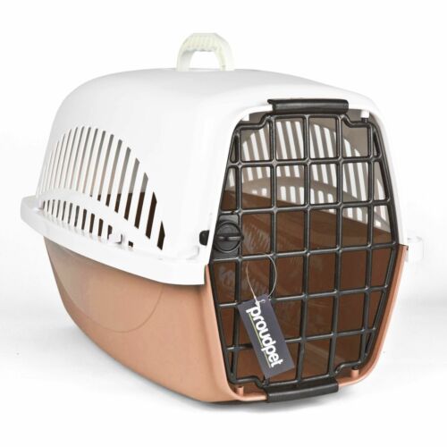 Large Portable Hard Brown Pet Carrier Cat Dog Puppy Crate Basket Transporter Box - Picture 1 of 8