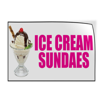 Decal Stickers Ice Cream Sundaes Restaurant Cafe Bar B Vinyl Store Sign Label