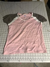 SJB Active Womens Tee Shirt Size M Pink Vintage Short Sleeve Cotton Brown B351