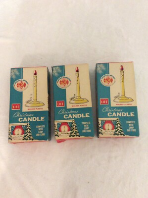Three (3) 1950s World Wide Lites 1950 Vintage Christmas Candle Molded Plastic