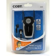 Coby CX73 Pocket AM/FM Radio with Earphones Black New  Factory Sealed