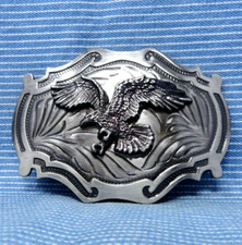 Western Eagle Scroll Belt Buckle Cowboy Cowgirl Sportsman Vtg 90s    .TYC340