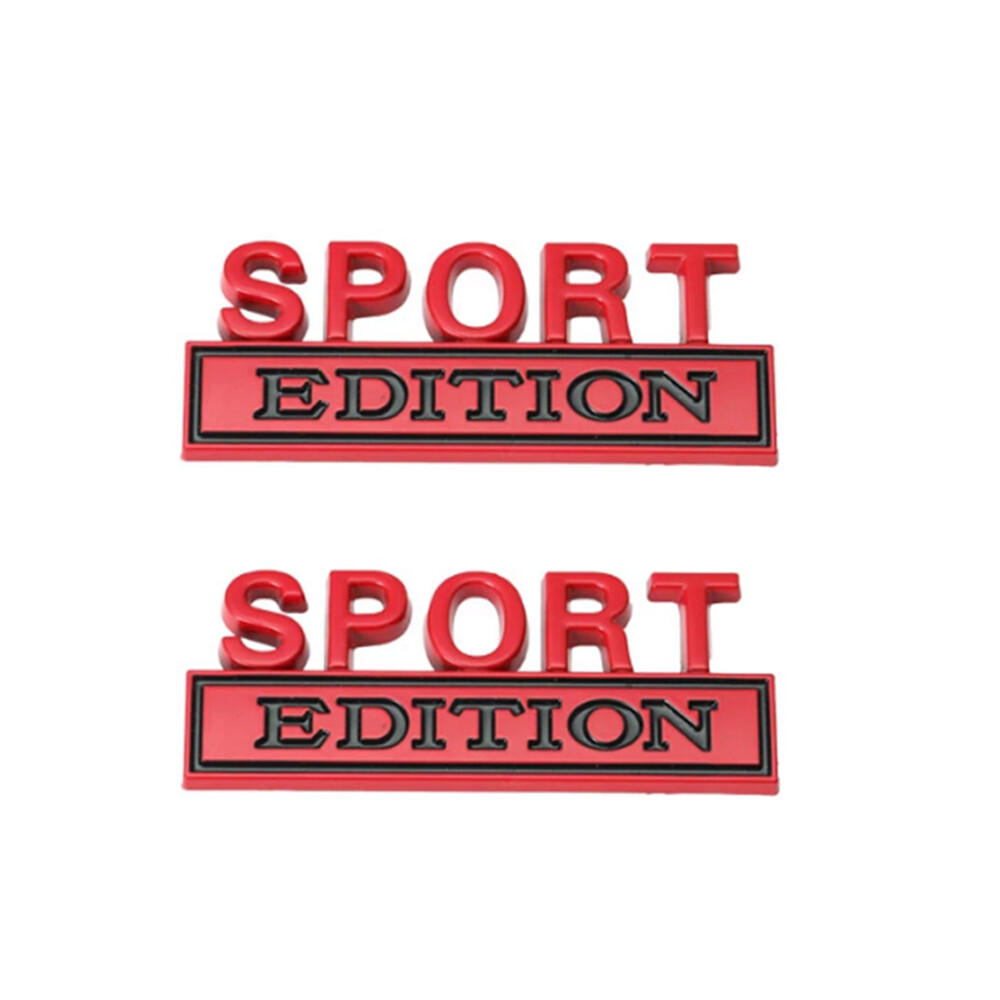 2Pcs Metal Red SPORT Edition Emblem Fender Badge Car Truck Decal