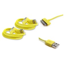2X 10FT 30-PIN USB SYNC POWER CHARGER YELLOW CABLE CONNECTOR IPHONE 4S IPOD IPAD