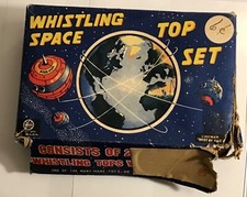 Marx LineMar WHISTLING SPACE TOP SET tin litho mechanical Japan