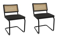 2 piezas Taburetes Silla de Comedor con Respaldo de Ratán Tejido Silla de Comedor