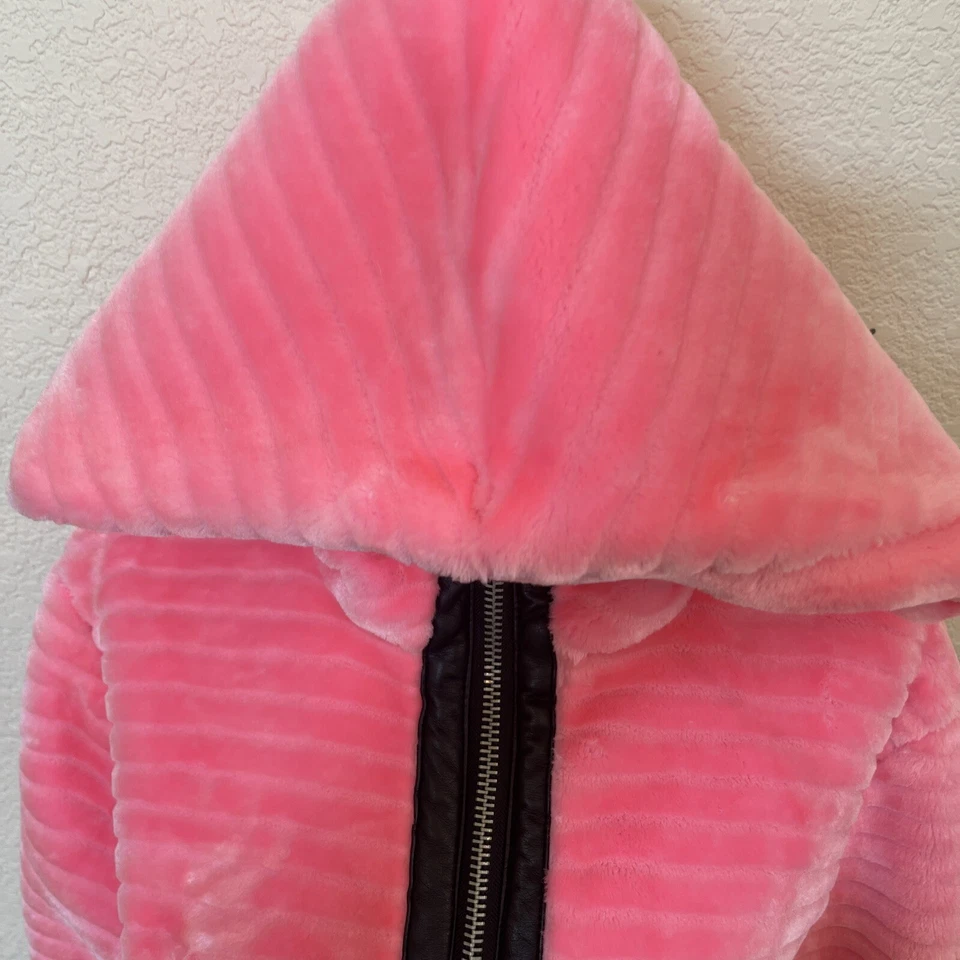 CLUB EXX Rosa Bomber Suave Cálido Imitación Piel Chaqueta Foto 3 de 4