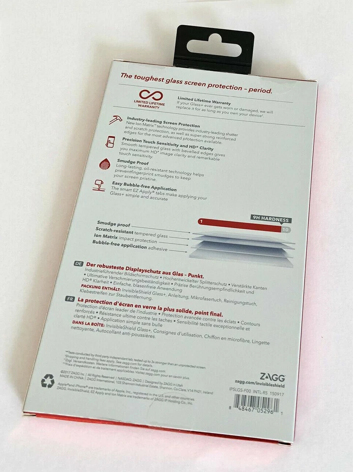 Zagg iPhone SE/5/5c/5s InvisibleShield Tempered Glass Screen Protector Clear - Image 4 of 4
