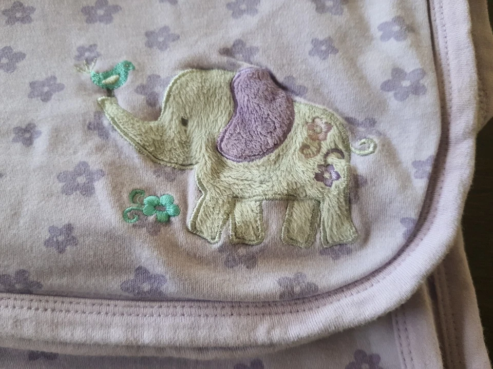 Manta bebé Koala difícil de encontrar elefante y pájaros azules gris púrpura flores mariposa Foto 2 de 4