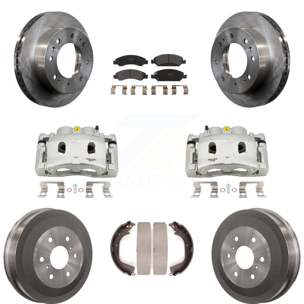 High-Performance Semi-Metallic Disc Brake Caliper Rotors Drums Kit for Front and Rear Applications