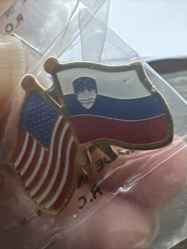 50x Slovenia Republic & USA Flag Friend Ship Lapel Pin - Bulk Lot All New - Picture 4 of 5