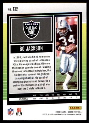 2022 Score Bo Jackson Los Angeles Raiders #132 | eBay