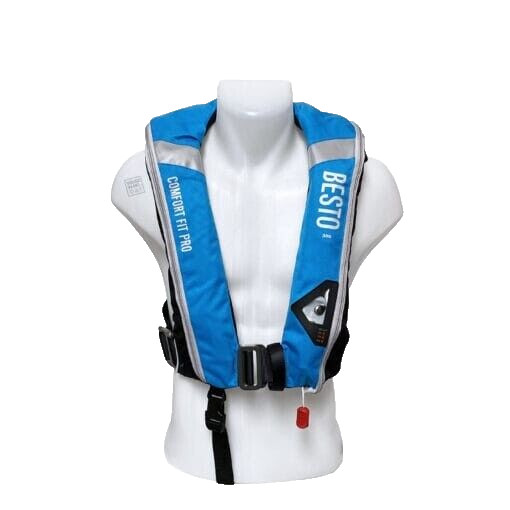 CHAQUETA SALVAVIDAS INFLABLE AUTO ZODIAC by BESTO Comfort Fit Pro AZUL HIELO NEGRO 220N