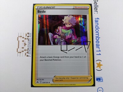 bede pokemon card value Bede HOLO RARE Signature card 124/159 Sword & Shield Crown Zenith 2023  Pokemon