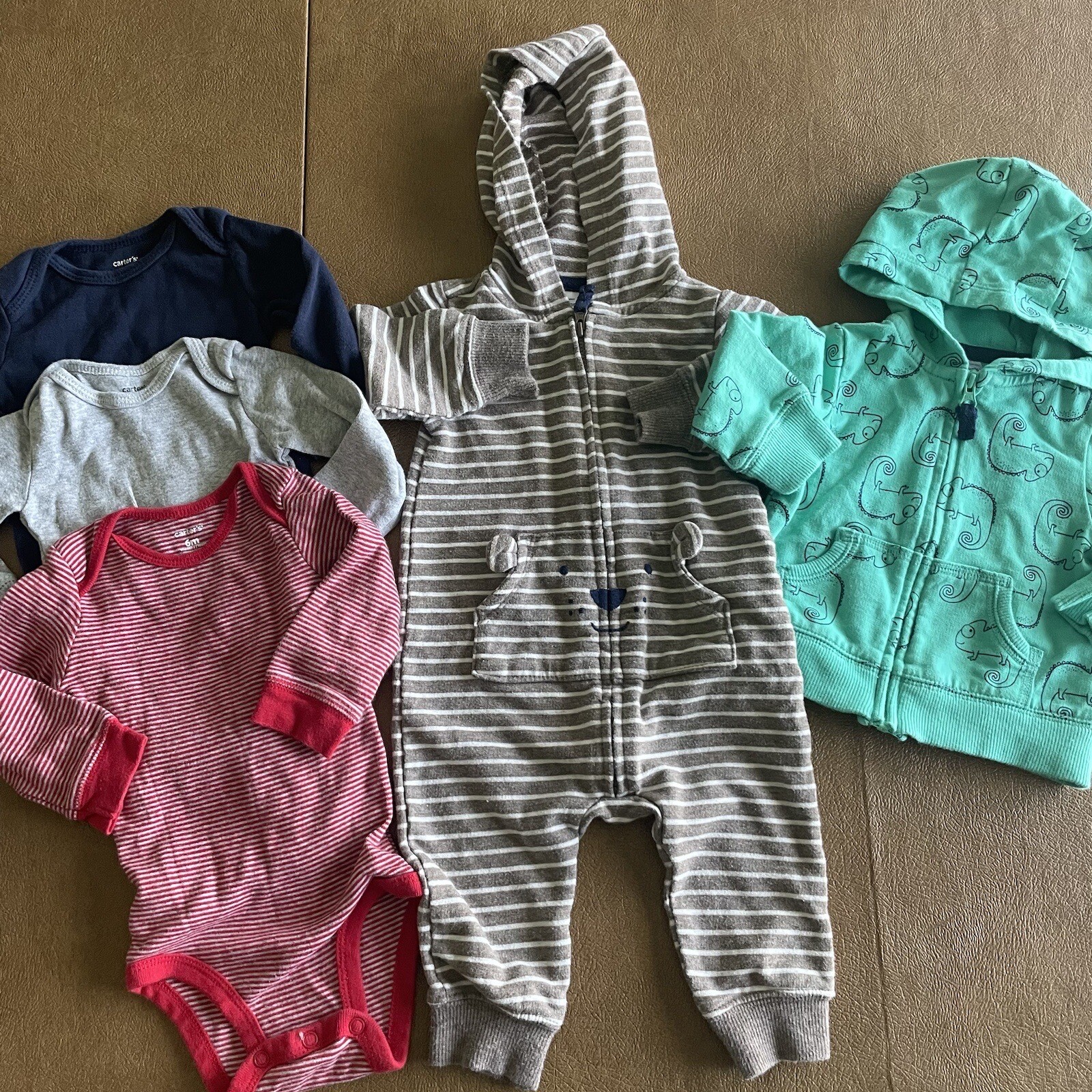 Carters Boys 6M Long Sleeve Bodysuit Set with Hoodie Jacket-image
