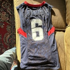 100% Authentic 2008 LeBron James Olympic Team USA Basketball Jersey  #6 Small 