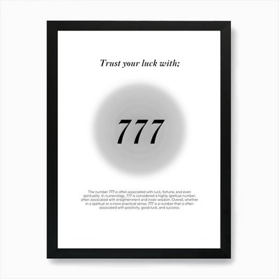 Trust Your Luck With 777 Kunstdruck gerahmt Wandbild Poster Leinwanddruck Bild