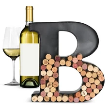 G Francis B-Shaped Letter Wine Cork Holder Decor Metal Container for Wine Corks