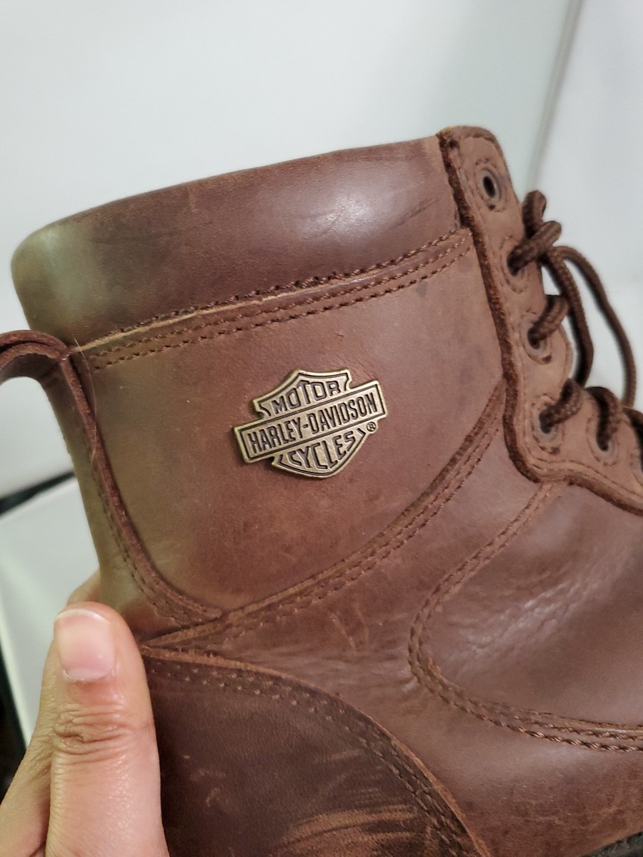 Harley Davidson Motorcycle Riding Work Boots Brown Leather Lace Up