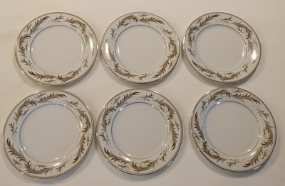 Set of 6 Discontinued Noritaki Granville 6 1/4'' Bread Plates Gold Trim